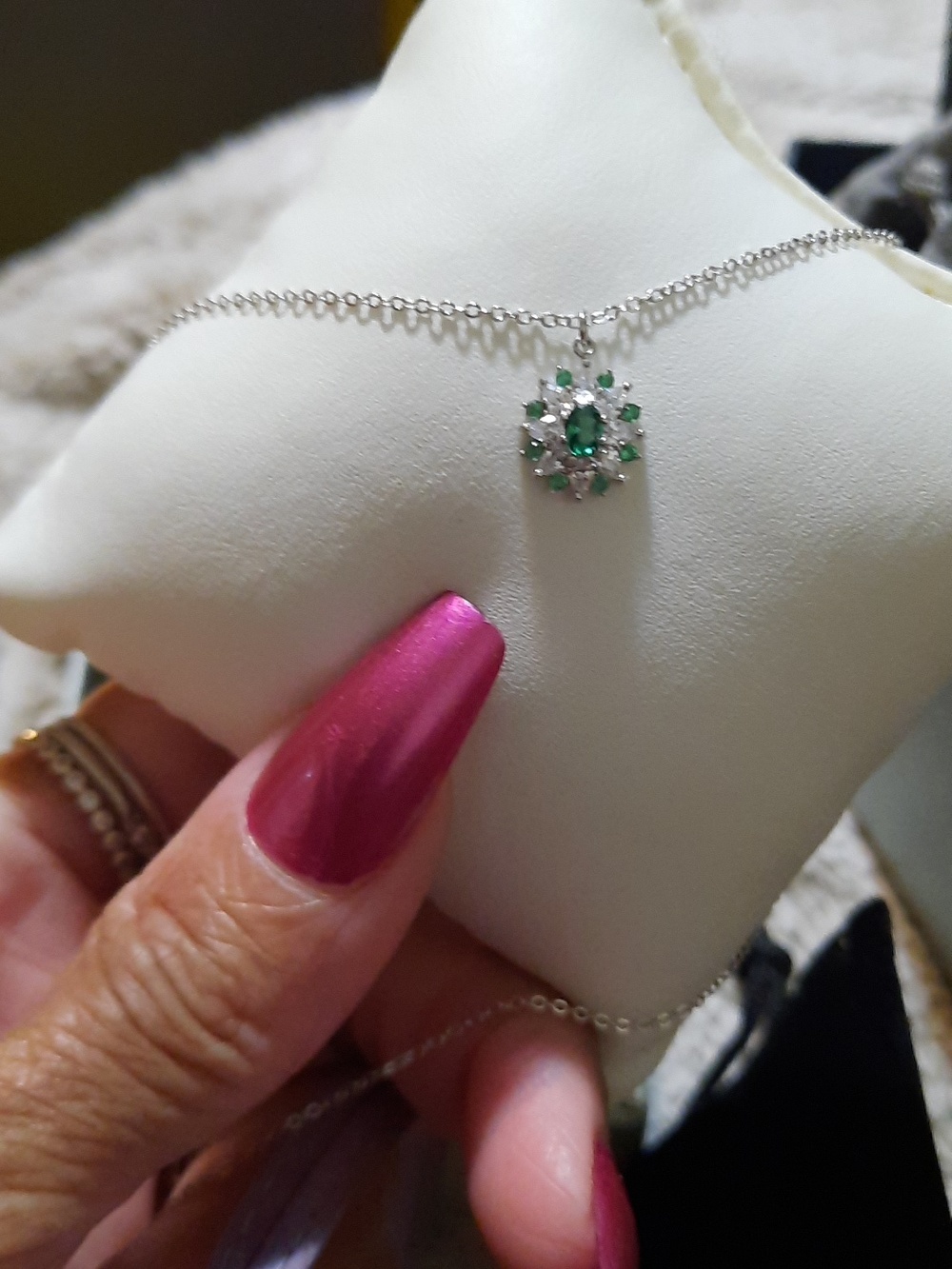 AUTHENTIC SOLID STERLING SILVER EMERALD MAY BIRTHSTONE CZ NECKLACE GIFT BOX🎁BAG